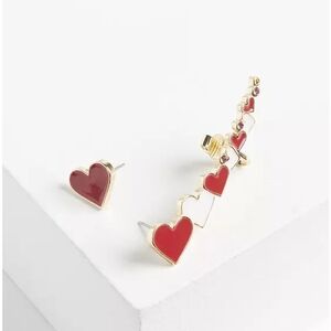 Gold and Red Heart Earrings